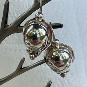 Large Sterling Silver Rounded Drop Earrings